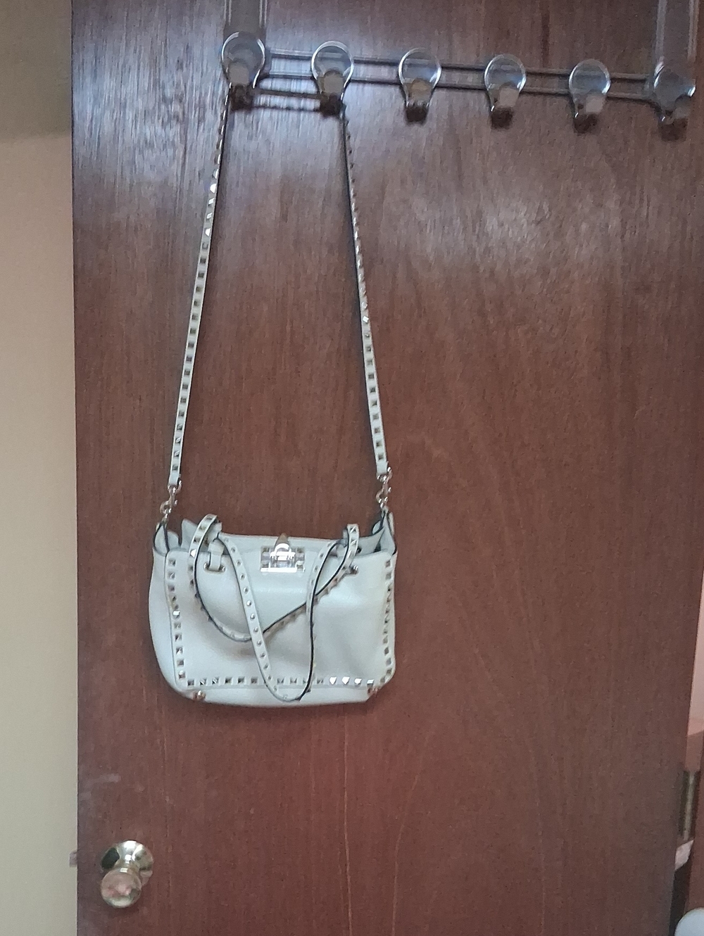 Valentino White Studded Shoulder Crossbody Bag